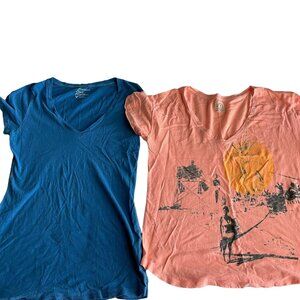 American Eagle Shirt Size Large Lot 2 Blue Thin Short Sleeve Logo Graphic